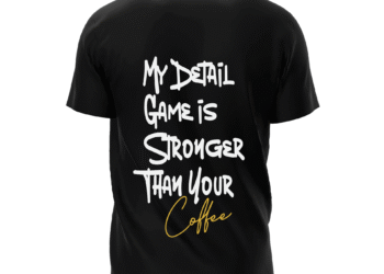 Zwart T-Shirt Met Quote – My Detail Game Is Stronger Than Your Coffee